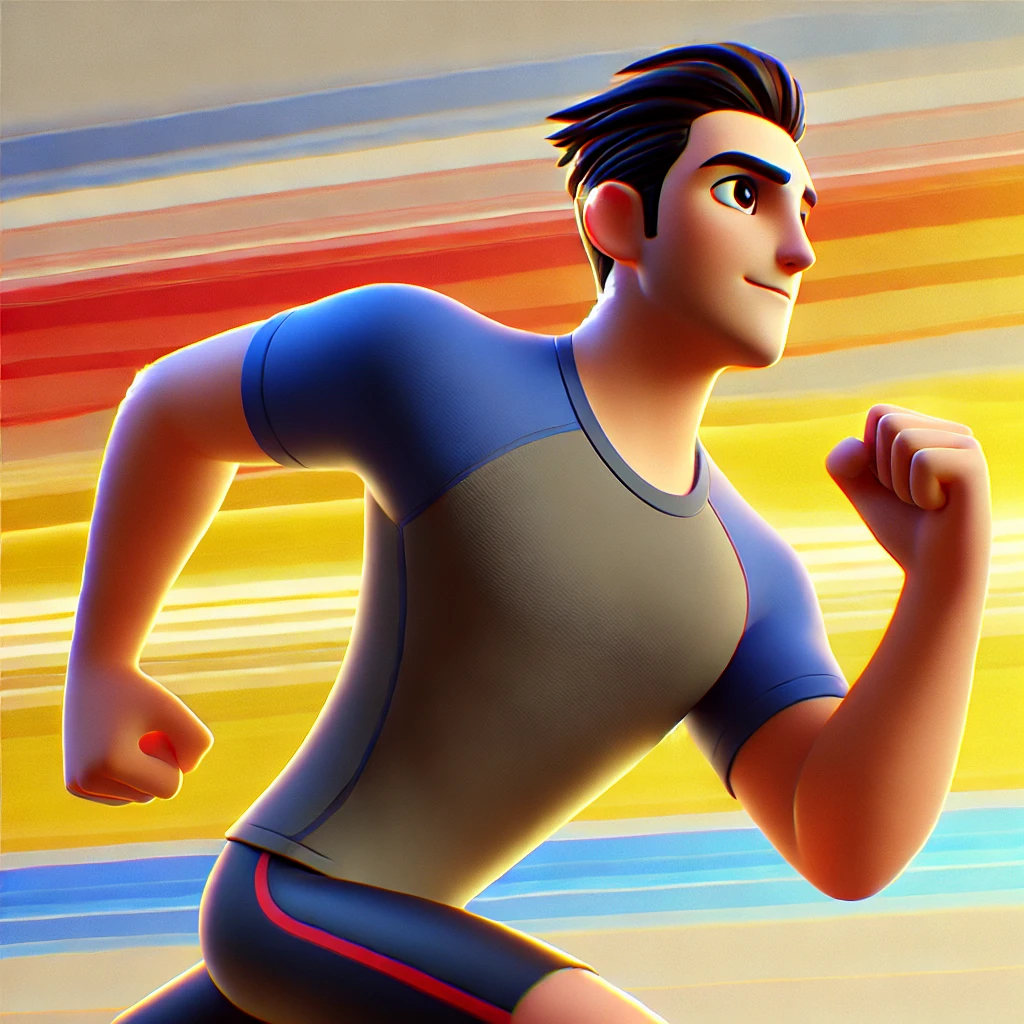 A person running with determination, created in a dynamic 2D style.