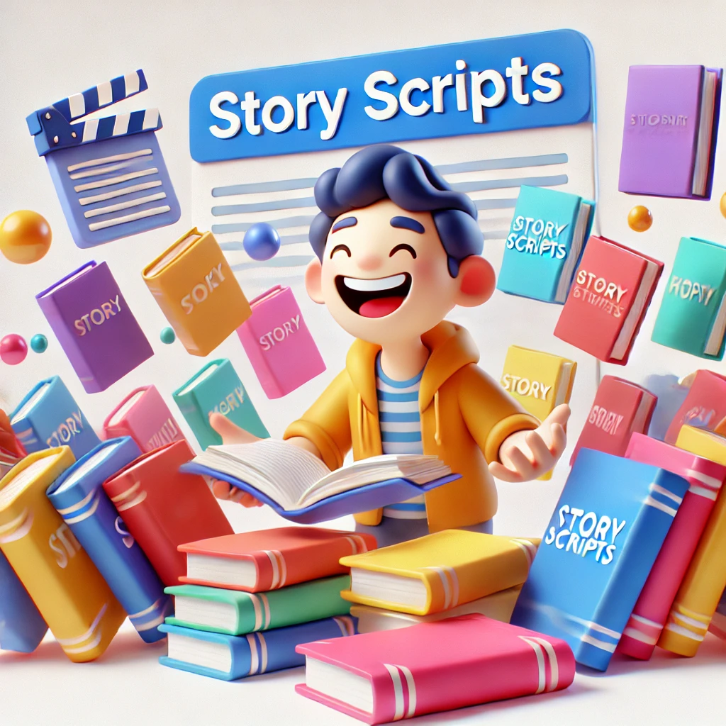 A creative image showcasing a story script with animated elements, created with Pixfun.