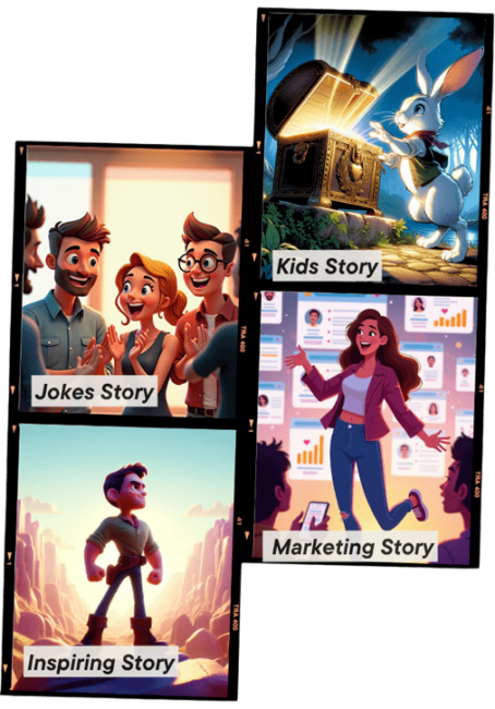 An image showcasing different use cases for Pixfun, including YouTube AI-generated videos, TikTok AI-generated content, marketing videos, children’s stories, humorous stories, market promotion, and anime video creation.